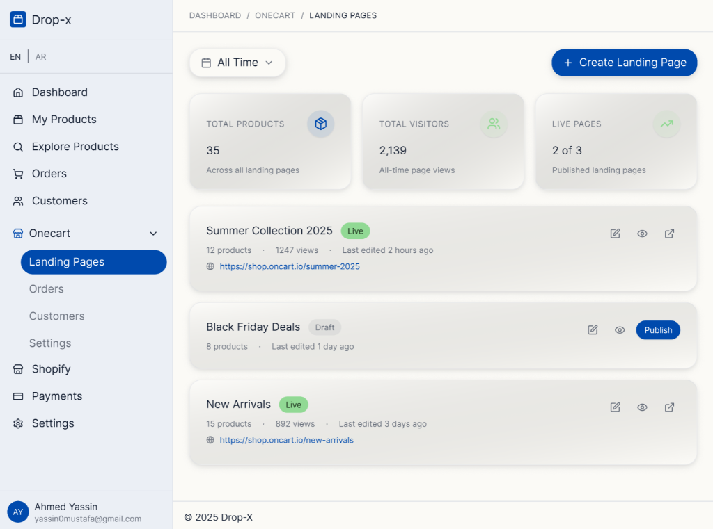 DropX landing page builder